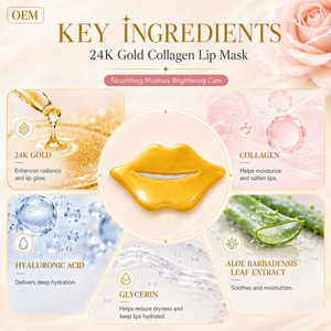 Masque Lèvres Or 24K OEM ODM, Patch Hydrogel Bio-Collagène Nourrissant, Blanchissant, Éclaircissant, Formule de Récupération Nocturne - Product Image 2