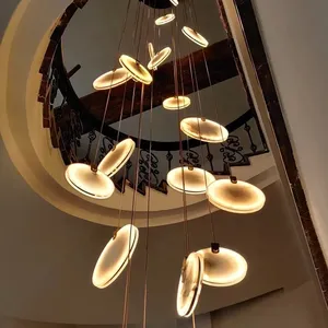 Lustre conduzido moderno clustered luz pendente pendurado lâmpada pendente mármore alabastro lustre longa escadaria para sala de estar