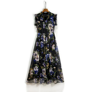 Abito Lungo Estivo da Donna in Chiffon con Stampa Floreale Stile Francese Vintage, Elegante e Giovanile, Splendido per le Vacanze, Nuova Collezione Estate 2026 <span class=keywords><strong>X</strong></span> - Product Image 1