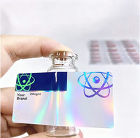Autocollants holographiques pour flacons de médicaments liquides 3ml/10ml avec logo personnalisé - Étiquettes imprimées en papier adhésif brillant imperméable avec laminage