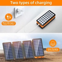Chargeur de batterie portable 30000mAh avec charge rapide pliable 10W panneau solaire 5V LED Powerbank mobile extérieur