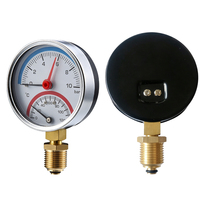 80mm Pressure Temperature Combo Gauge 0-120 0-10Bar Brass Connection 2.5% Accuracy Analog Display for Boiler HVAC Heating