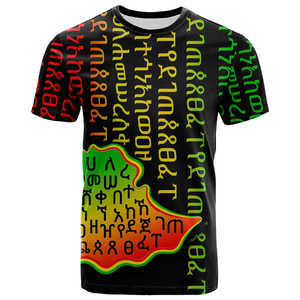 Vente en gros OEM T-shirt Ethiopie en vrac Modèles d'alphabet Ethiopie T-shirt Ethiopie personnalisé Style <span class=keywords><strong>Reggae</strong></span> T-shirt personnalisé avec logo - Product Image 1