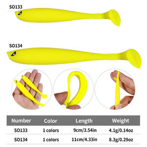 Leurre de pêche souple 9CM/4.1g 11CM/8.3G 3D Eye Silica Gel Bait T Tail Appâts de pêche artificiels Rock <span class=keywords><strong>Golden</strong></span> Ocean Beach 6 PCS/sac - Product Image 3