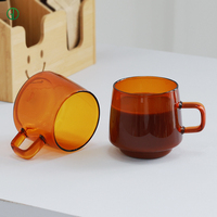 TYGLASS Tasses à café en verre borosilicate de couleur ambre Ensemble de tasses avec poignée Parfait pour les tasses à thé Latte