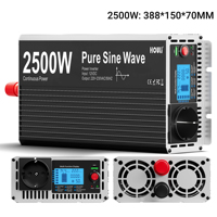 Onduleur à onde sinusoïdale Pure DC 12V 24V à AC 220V Puissance de crête 1500W 2000W 2500W 3000W solaire hors réseau chargeur de système de secours domestique