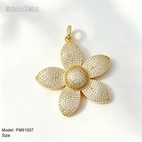 PM61892 Collier de luxe à breloques DIY en forme de grande fleur, serti de zircone cubique étincelante, accessoires de bijouterie pour femmes, vente en gros