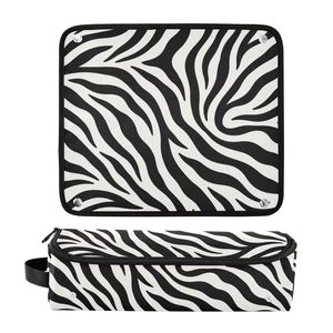 Bolsa de Viaje para Herramientas de Peinado de Neopreno con Estampado de Cebra, Alfombrilla Desmontable Resistente al Calor para Plancha y Rizador de Pelo, Bolsa de Maquillaje Portátil - Product Image 2