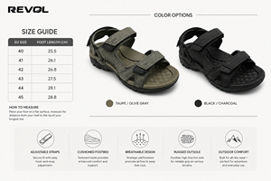 Sandales de randonnée sportives pour hommes REVOL, chaussures de marche confortables pour l'extérieur, chaussures aquatiques avec sangles réglables à boucles et crochets - Product Image 6