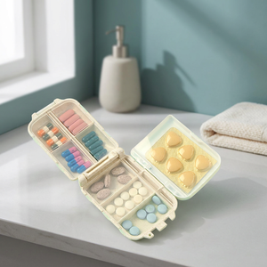 Ingtiger PB-128 Boîte à pilules portable quotidienne, petit organisateur hebdomadaire, étanche, en plastique, avec logo sérigraphié, pour le rangement des vitamines - Product Image 3