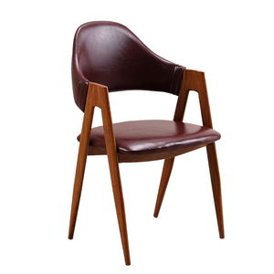 Vente directe d'usine, chaise de salle à manger moderne confortable en bois massif de style nordique, avec accoudoirs en cuir, meubles pour la maison - Product Image 1