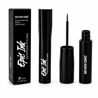 SEVEN GIRL Eyeliner liquide waterproof longue tenue, anti-bavures, haute pigmentation, noir, pointe de précision, maquillage, marque privée, 10 ml