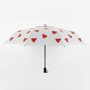 <span class=keywords><strong>Parapluie</strong></span> <span class=keywords><strong>traditionnel</strong></span> <span class=keywords><strong>japonais</strong></span> à ouverture automatique, 3 plis, noir, anti-UV, motif pastèque imprimé, en pongee, pour l'été et les voyages - Product Image 1