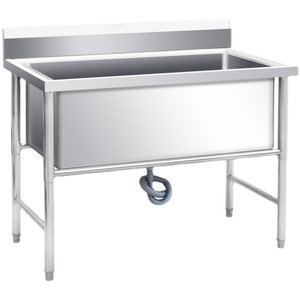 Évier commercial en acier inoxydable de grande taille pour le lavage de la vaisselle, des légumes et le récurage, idéal pour les hôtels et les restaurants - Product Image 1