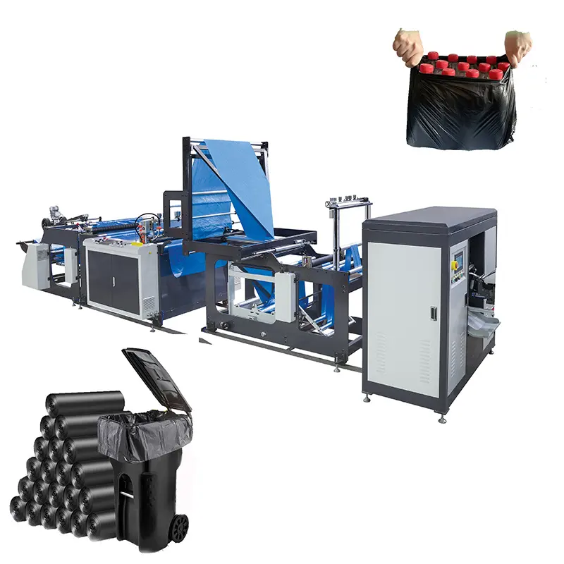 Máquina automática de fabricación de bolsas, rollo de basura, doble línea