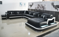 Ensemble de canapés capitonnés en cuir moderne 2021 pour salon, mobilier d'appartement de Dubaï, base en bois au design élégant