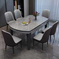 Ensemble table et chaises de salle à manger XINLIDA A50, design moderne, durable, en verre, avec design pliable, finition brillante, meubles de salon