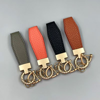 Porte-clés de voiture en métal en forme de T oem porte-clés en cuir d'agneau litchi lanière pendentif anti-perte en alliage pour sac voiture vélo moto