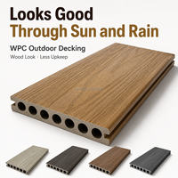 Planche de terrasse composite creuse en WPC chêne naturel, structure à 7 trous ronds, grain de bois, revêtement de sol extérieur pour jardin, imperméable et antidérapant