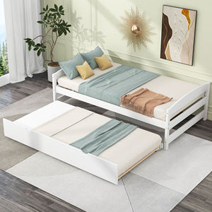 Lit de repos en bois massif avec lit gigogne, canapé-lit en bois style Japandi gain de place <span class=keywords><strong>pour</strong></span> salon et chambre d'amis Blanc - Product Image 3