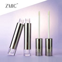 Tubes de gloss à lèvres de 5 ml, tubes de gloss à lèvres en métal noir, étiquette personnalisée imprimée, tube d'emballage de gloss à lèvres rond en satin