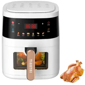 Roasted whole chicken touch screen air fryer glass visual oil free air fryer 5 liters square big air fryer made in China