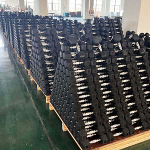 Conjunto de Halteres Hexagonais Personalizados com Logo TOPTONS Equipamento de Academia & Treinamento de Musculação Halteres de Borracha - Product Image 2