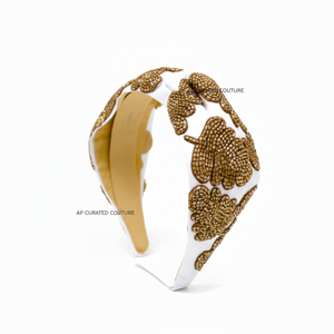 Bandeau de femmes de perles de verre de rocaille de tissu brodé à la main de mode-cadeau d'artisanat indien pour des occasions de fête - Product Image 1