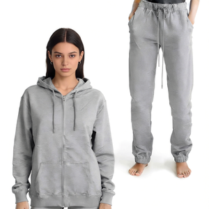 Tuta HDJ con Felpa e Pantaloni Grigio Melange M L XL 2XL Donna Casual Loungewear Activewear - Product Image 1