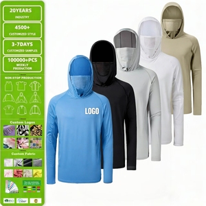 <span class=keywords><strong>Maglia</strong></span> da Pesca Sportiva da Uomo a Maniche Lunghe con Protezione UV Personalizzabile e All'ingrosso, con Cappuccio, UPF 50, in Rete, con Maschera e Scaldacollo UV Integrato - Product Image 1