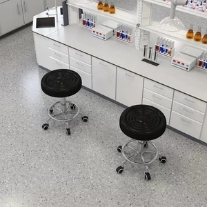 Sgabello Girevole Commerciale in Pelle PU con Base in Metallo, Regolabile e Rotante, per Banche, Saloni e Negozi - Product Image 3