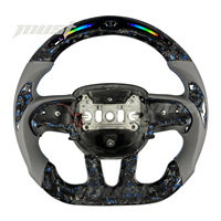 Volant en fibre de carbone forgé avec flocons bleus LED personnalisés pour Dodge Charger Challenger SRT Hellcat pour Jeep Trackhawk 2013-2023