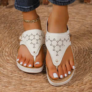 <span class=keywords><strong>Sandales</strong></span> compensées d'été pour <span class=keywords><strong>femmes</strong></span> avec bout ouvert orthopédique soutien de la voûte plantaire antidérapant plate-forme souple tongs Style de loisirs - Product Image 5