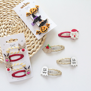 Pince à cheveux, serre-tête et barrette pour enfants et bébés filles, thème Halloween, avec ruban pailleté, fait main, style mignon - Product Image 4
