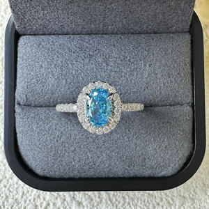 SPJ yeni varış S925 gümüş 1.6ct akuamarin 5*8 Oval 8A CZ kübik zirkon yüzük düğün söz Birthstone yüzükler kadınlar - Product Image 3