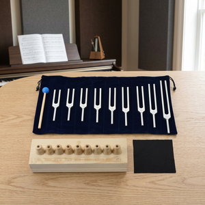 Juego de 9 diapasones Solfeggio dorados con bolsa de silicona para curación. - Product Image 1