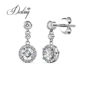 High Quality Austrian Crystal Jewelry Hypoallergenic Vintage Dangle Drop Halo Sud Earrings For Women Destiny Jewellery