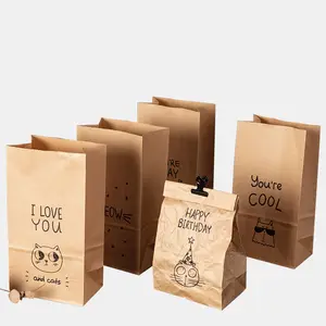 IN Stock Kraft Paper Bag Wedding Christmas Gift Bags Food Nougat Cookie Candy Baking Shopping Bag