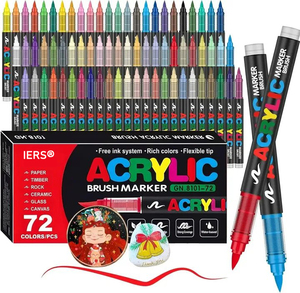 Rotulador <span class=keywords><strong>de</strong></span> Pintura Acrílica con Punta <span class=keywords><strong>de</strong></span> Pincel <span class=keywords><strong>de</strong></span> 72 Colores, Ancho <span class=keywords><strong>de</strong></span> Escritura <span class=keywords><strong>de</strong></span> 6 mm, Tinta <span class=keywords><strong>de</strong></span> Color para Manualidades y Suministros <span class=keywords><strong>de</strong></span> Arte - Product Image 6