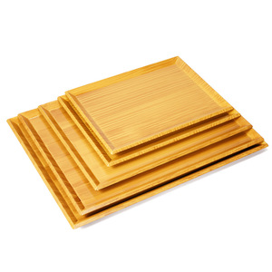 Double Swords Rectangular Wooden <b>Tray</b> Yellow Stripe Pattern Hotel Coffee <b>Tea</b> Serving <b>Tray</b> - Product Image 2