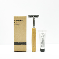 Kit de rasage de haute qualité avec logo personnalisé, écologique, en bambou, pour hôtel, spa, kit de voyage