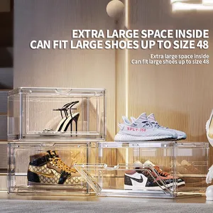 Boîte <span class=keywords><strong>de</strong></span> <span class=keywords><strong>rangement</strong></span> pour chaussures en acrylique transparent Henry Wholesale, empilable, présentoir pour sacs à main, boîte à chaussures pour baskets, étagère à chaussures avec couvercle - Product Image 3