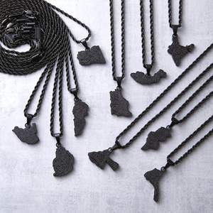 Inspire Jewelry-cadena gruesa con <span class=keywords><strong>mapa</strong></span> del mundo personalizada para hombres, collar con letras arábigas grabadas, Bandera de África, oro de 18k - Product Image 4