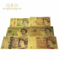 Nicro Nouveau Design Billets Souvenirs en Plastique Plaqué Or de la Livre Sterling Britannique Fournitures de Fête Billets de Banque de Haute Qualité Accessoire de Film Argent Euro