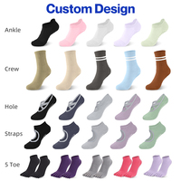 Calcetines de Ballet Antideslizantes de Color Personalizado, Calcetines de Fitness con Borde de Encaje Bordado, Calcetines de Baile Antideslizantes con Agarre