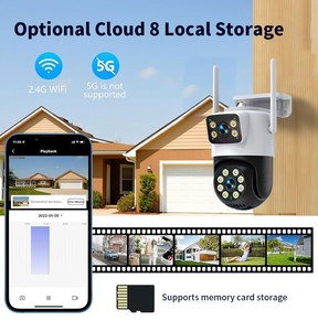 Eseecloud 4MP Wi-Fi CCTV IP <span class=keywords><strong>Camera</strong></span> kép ống kính không dây trong nhà ngoài trời Mạng PTZ âm thanh hai chiều tầm nhìn ban đêm thẻ nhớ CMOS - Product Image 5