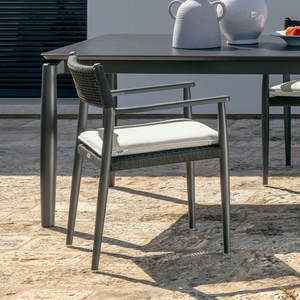 Silla de Comedor para Exteriores, <span class=keywords><strong>Mesa</strong></span> Rectangular Sin Vidrio, Muebles de Patio, Silla de Mimbre, Junto a la Piscina - Product Image 4