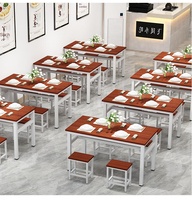 Ensemble table et chaises de salle à manger pour restaurant, cantine, snack-bar - 2 à 4 personnes, plateau rectangulaire, tabourets