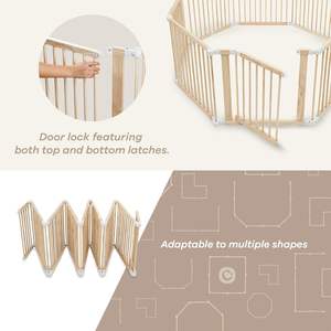 Parc pour bébé en bois massif de grande taille réglable avec barrière de sécurité pour chambre à coucher, école, utilisation intérieure/extérieure, bébés, tout-petits - Product Image 5