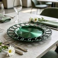 Assiettes de présentation en plastique Woju, électroplaquées rouges, pour dîner d'anniversaire, fête de la Saint-Valentin et décoration de table romantique